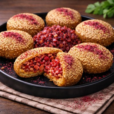 Falafel stuffed with sumac and onions