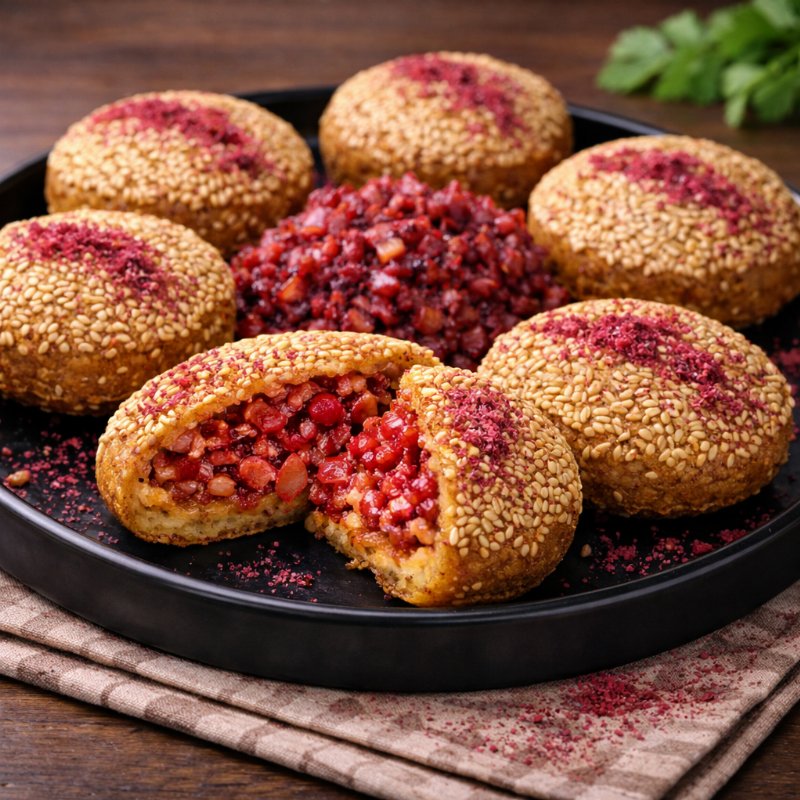 Falafel stuffed with sumac and onions