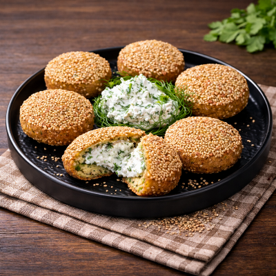 Falafel stuffed with white cheese