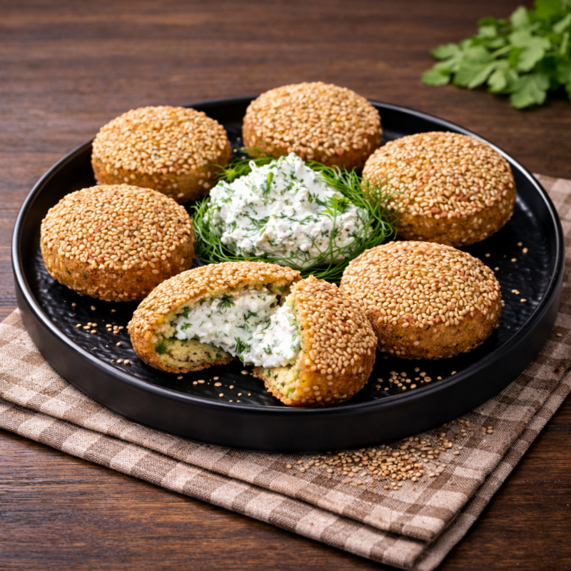 Falafel stuffed with white cheese