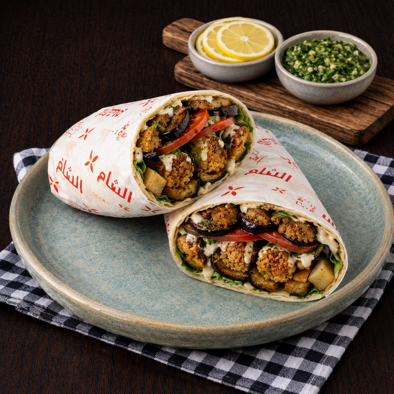 Falafel sandwich with mixed fries