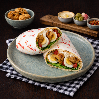 Falafel sandwich with eggs