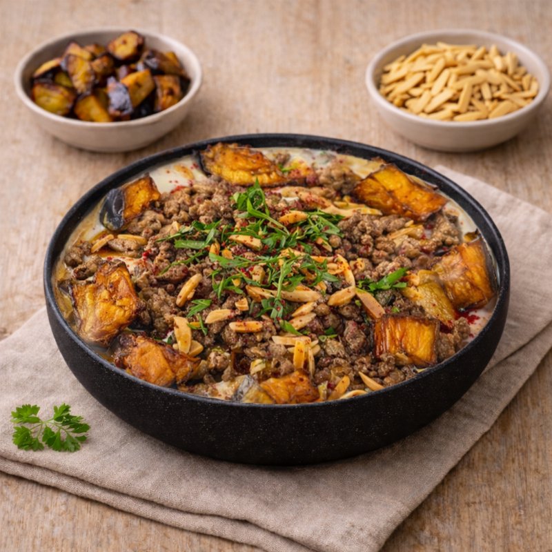 Fattah eggplant with meat